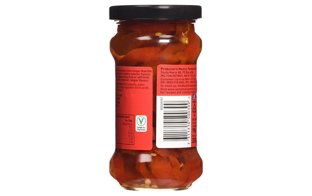 Mexican Santa Maria Red Jalapenos - Hot   Glass Jar  200 grams